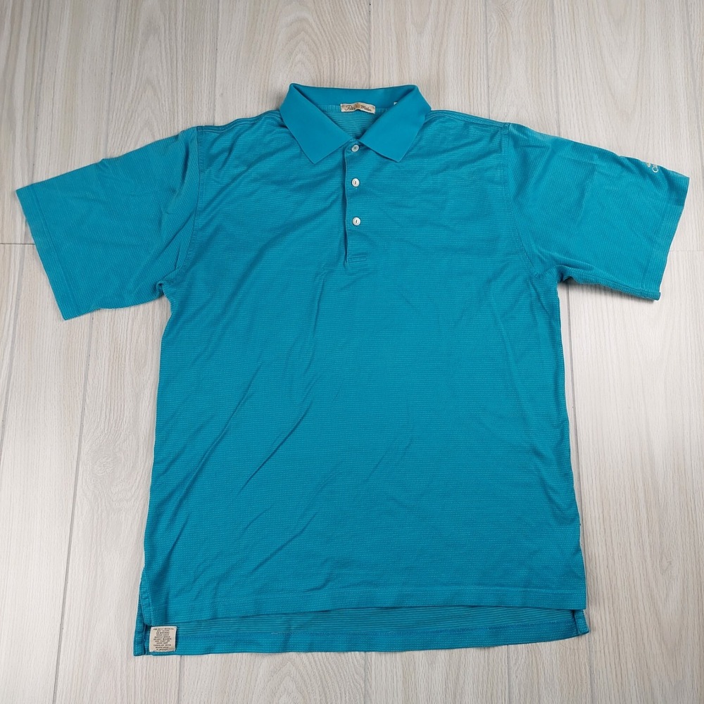 Peter Millar Shirt Polo Mens Large Blue Double‎ Mercerized Cotton Golf Vintage